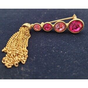Shades of Pink Sara Coventry Pin with Gold Tassle